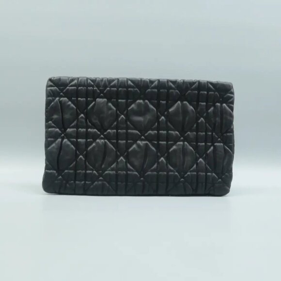 100% Authentic Dior Black Gaufre Cannage Leather Clutch Bag - Picture 2 of 12
